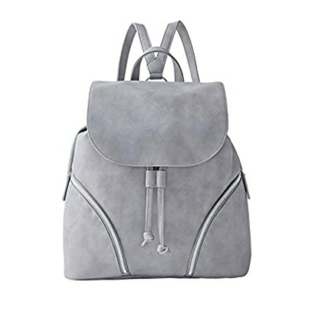 Faux Leather Drawstring Backpack (Gray) - Picture 11 of 11